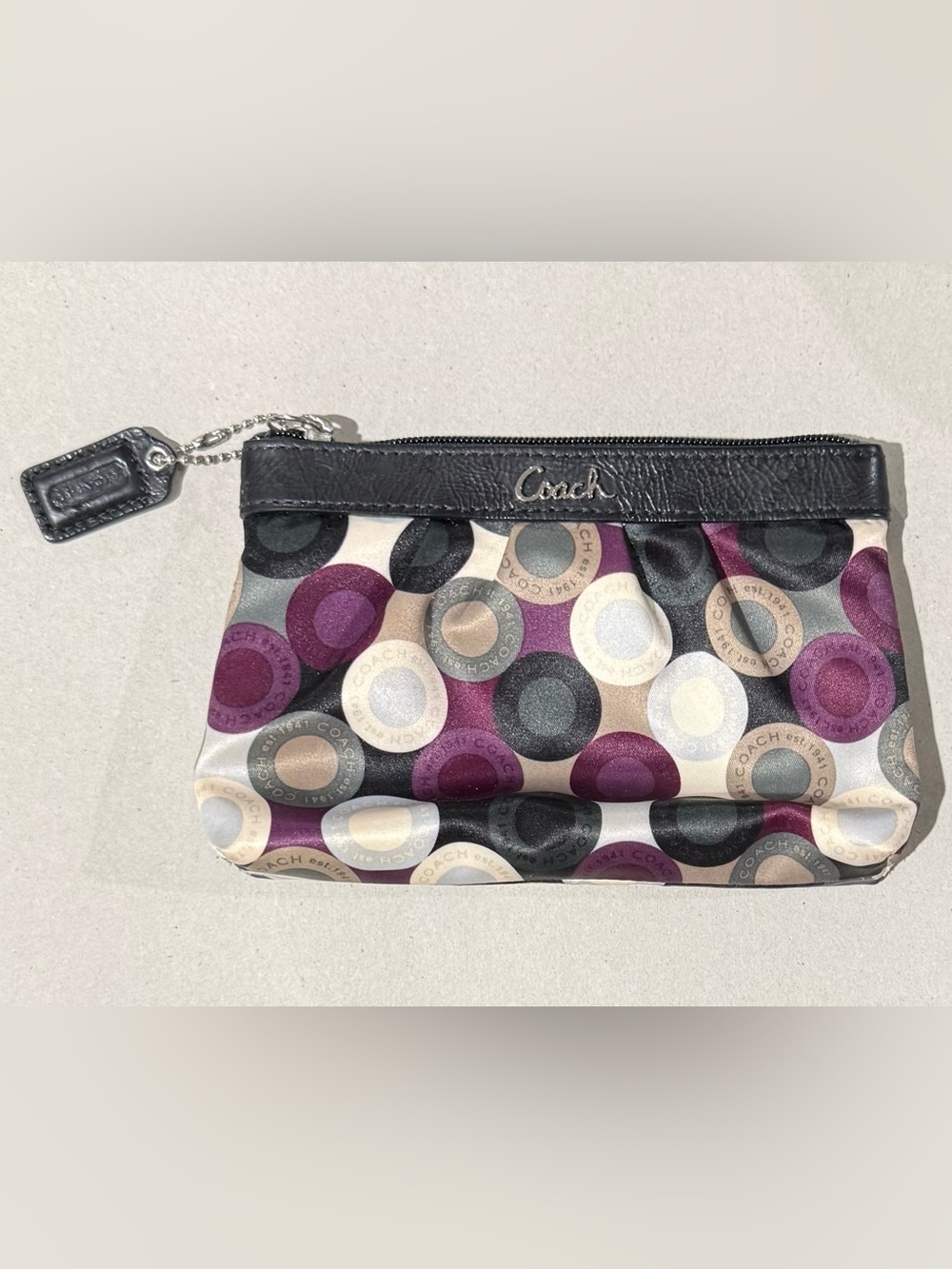 Coach Signature Multicolor Abstract Snap Head Wristlet Pouch